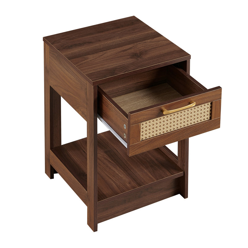 Table de bout avec tiroir, table de chevet moderne, table d'appoint pour le salon, chambre à coucher, couleur noyer