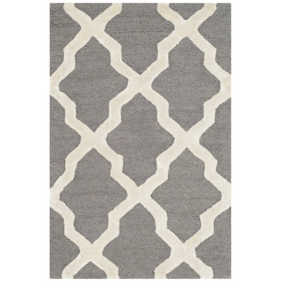 Tapis géométrique en laine et viscose touffeté à la main Ellicott Cambridge