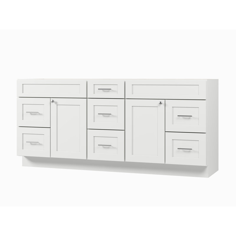 75" Double Bathroom Vanity Base only, White