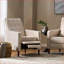 Fauteuil inclinable simple inclinable de style Mid-Century inclinable avec revêtement capitonné, coussin de siège plus épais, pieds en bouleau espresso | Tissu | Blé-1131930554