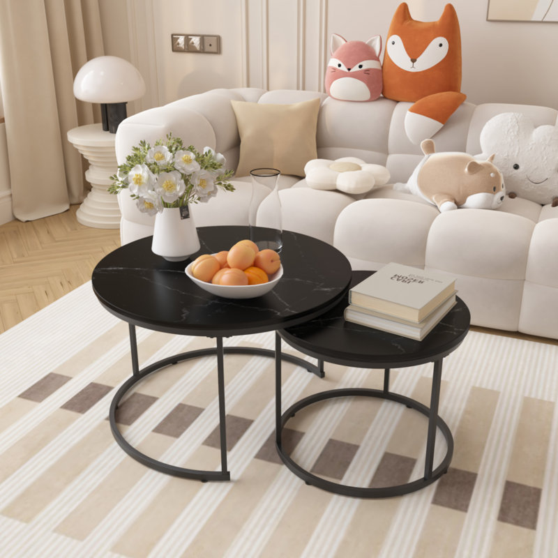 Ensemble de 2 tables basses gigognes, Noir