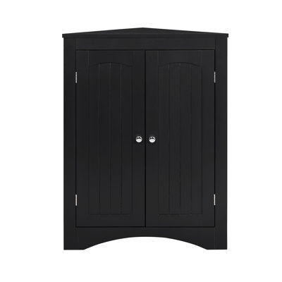 32" H Floor Corner Cabinet With Doors And Shelves