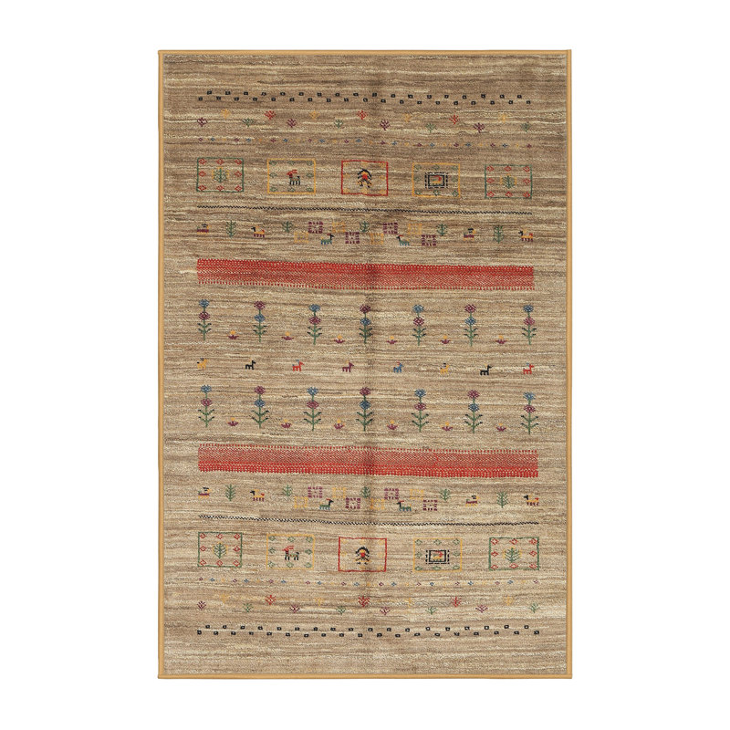 Tapis beige / rouge Basilia, Rectangle 2 pi x 4 pi