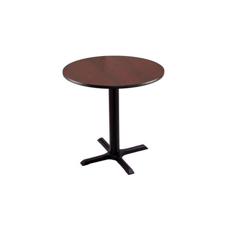 Contemporary 24" Round Black Laminate Dining Table with Metal Base