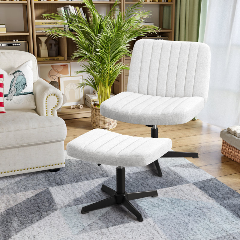 Fauteuil d'appoint rembourré avec repose-pieds Dezaree, Blanc