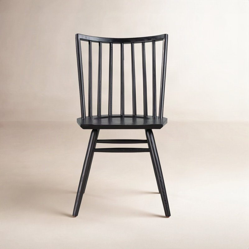 Shania Solid Wood Slat Back Dining Chair, Black