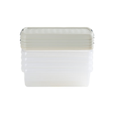 Wham Clip Rectangular Plastic Storage Boxes with Secure Clip Lock Lids Clear/Green Milieu/Stone