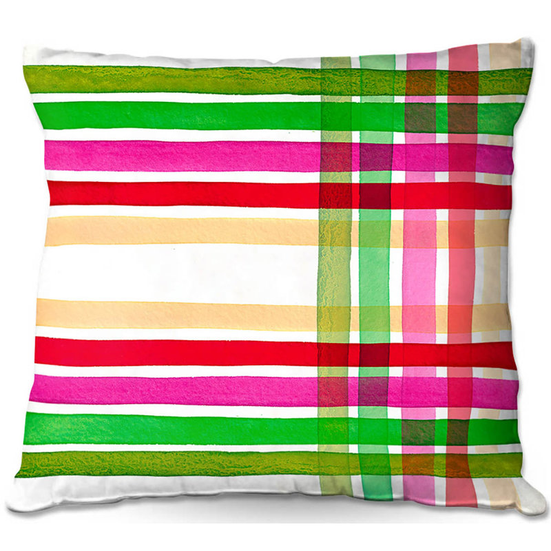 Coussin décoratif à rayures i couleur de canapé, 16 po x 1 po, Rouge / rose / vert