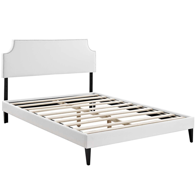 Corene Platform Bed with Squared Tapered Legs, Full, White