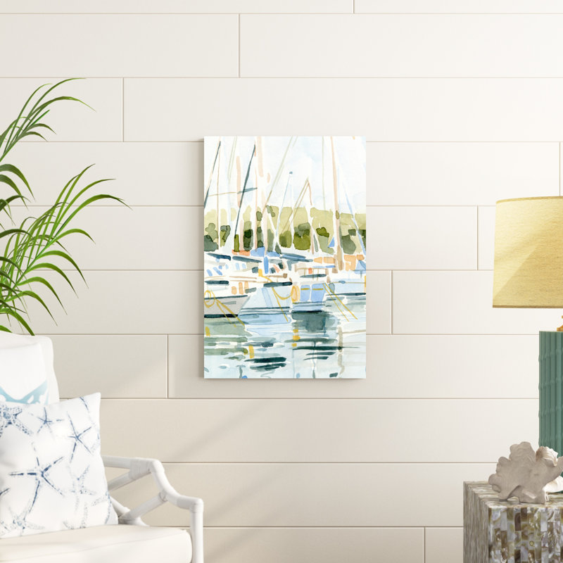 «By the Bay I» par Emma Caroline - peinture sur toile tendue, H 30 po x l 20 po