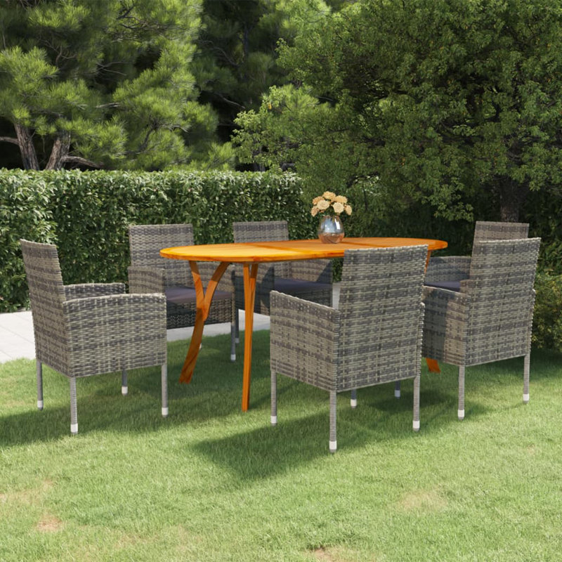  7 Piece Patio Dining Set Gray, Gray, Dark Gray
