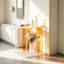 Table d'appoint carrée de 30 cm en acrylique transparent avec panneaux ambrés, table de chevet moderne