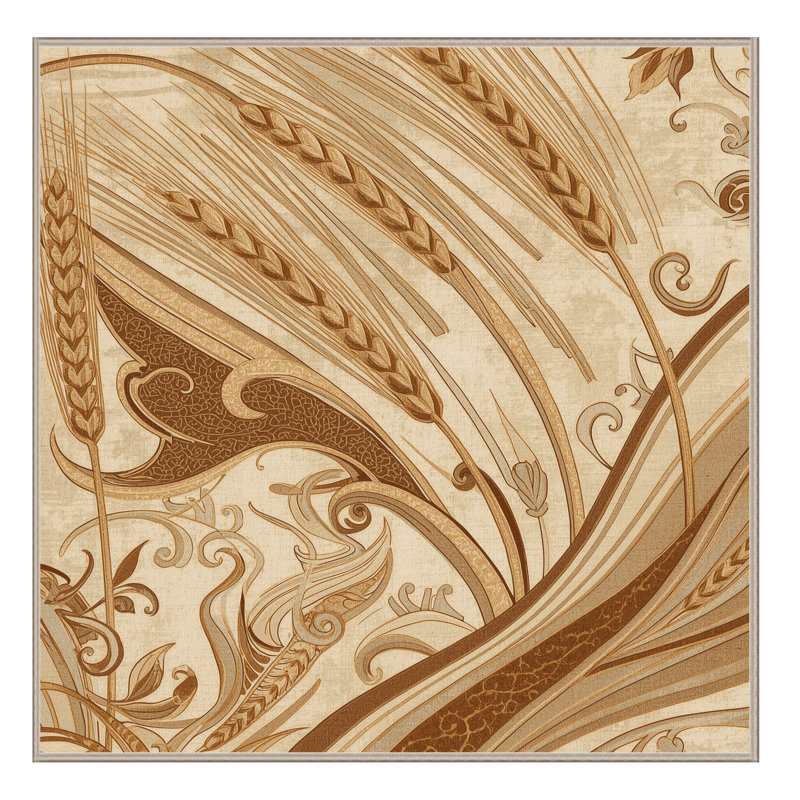 Tapis oriental de style champêtre français Orlandra Barley - beige, Carré 4 pi