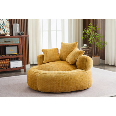 Fauteuil à billes en mousse pour adultes / adolescents avec rembourrage, fauteuil à billes avec housse en chenille douce, fauteuil à billes rond, intérieur et extérieur