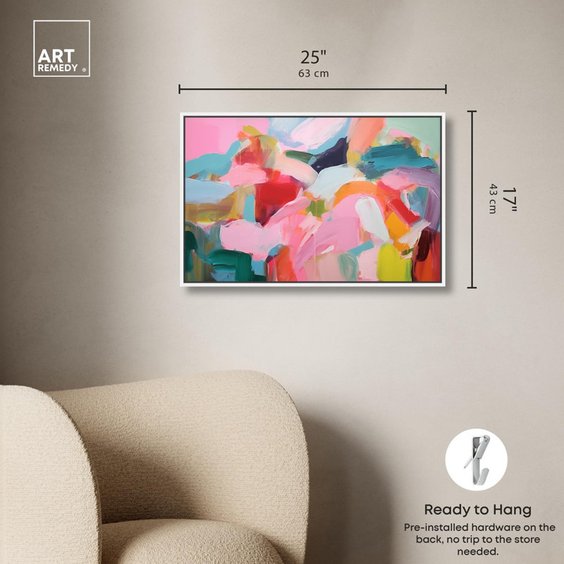 «Shimmering Essence II», toile abstraite par Art Remedy, H 17 po x l 25 po x P 1,8 po, Cadre flottant blanc