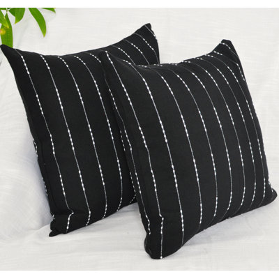 Striped Throw Pillow, Cotton Cushion With Woven Stripes
