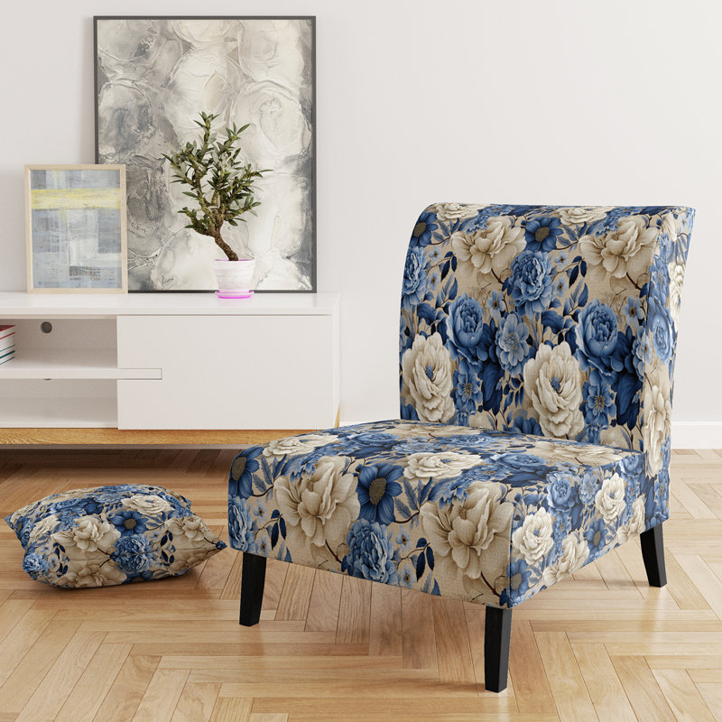 Rustic Victorian Brocade Victorian Motif - Chaise d'appoint de chalet rembourrée à motif floral