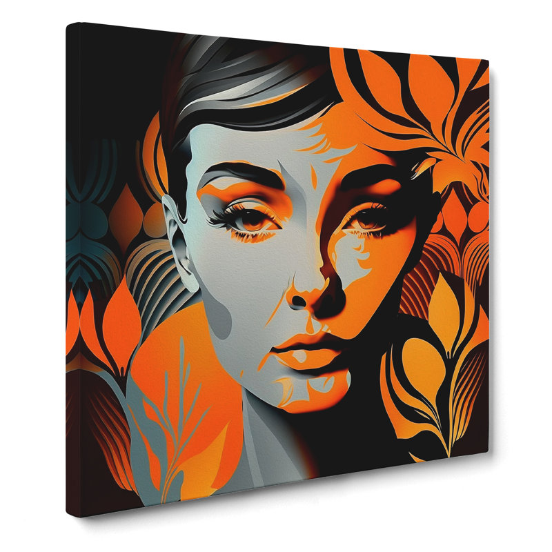 Audrey Hepburn Art Deco - Wrapped Canvas - Framed Print, 35cm H x 35cm W x 3cm D