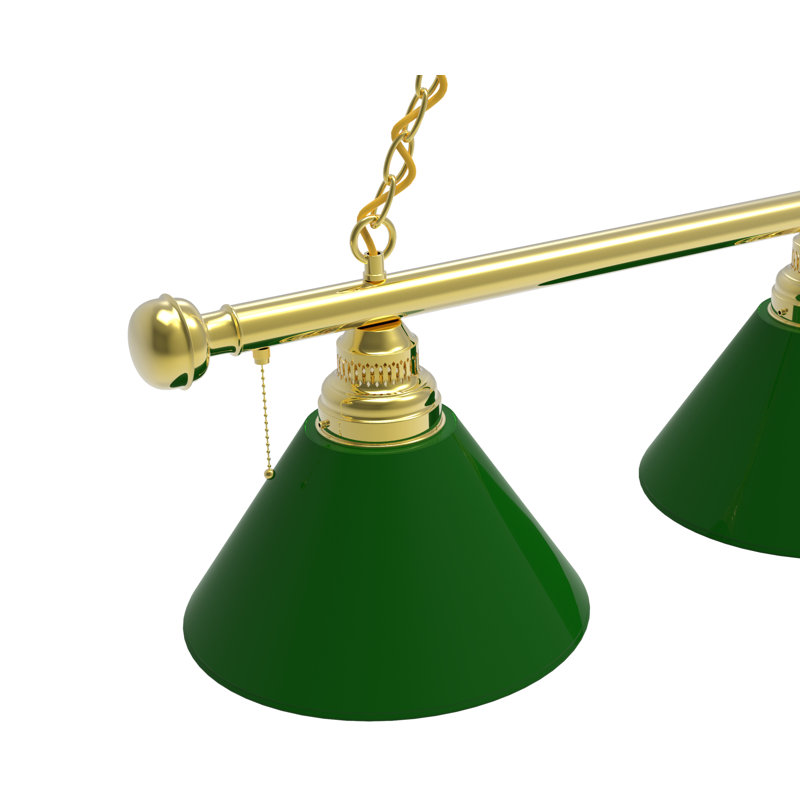 Luminaire suspendu 3 lumières pour table de billard, Laiton, Vert