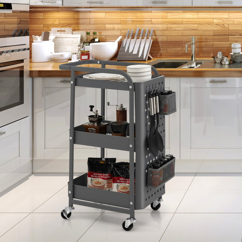 Edalene Metal Bar Cart, Grey