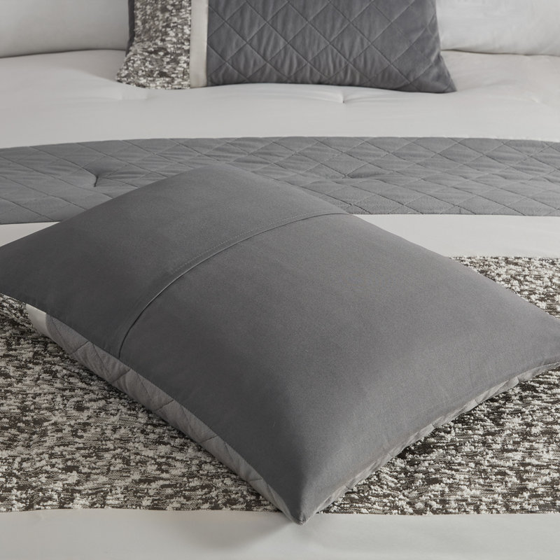 Gray King Microfiber Jacquard 7-Piece Bedspread Set