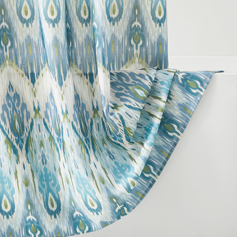 Ikat Drops Shower Curtain Teal Single 72x72