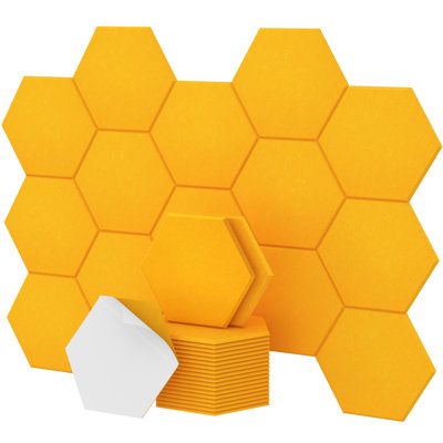 Paquet de 18 panneaux muraux hexagonaux à haute densité, panneaux muraux insonorisés 12 po x 10 po x 0,4 po Tonor, panneaux insonorisants pour la décoration murale intérieure, Peel and Stick moderne pour studio, bureau, maison, blanc