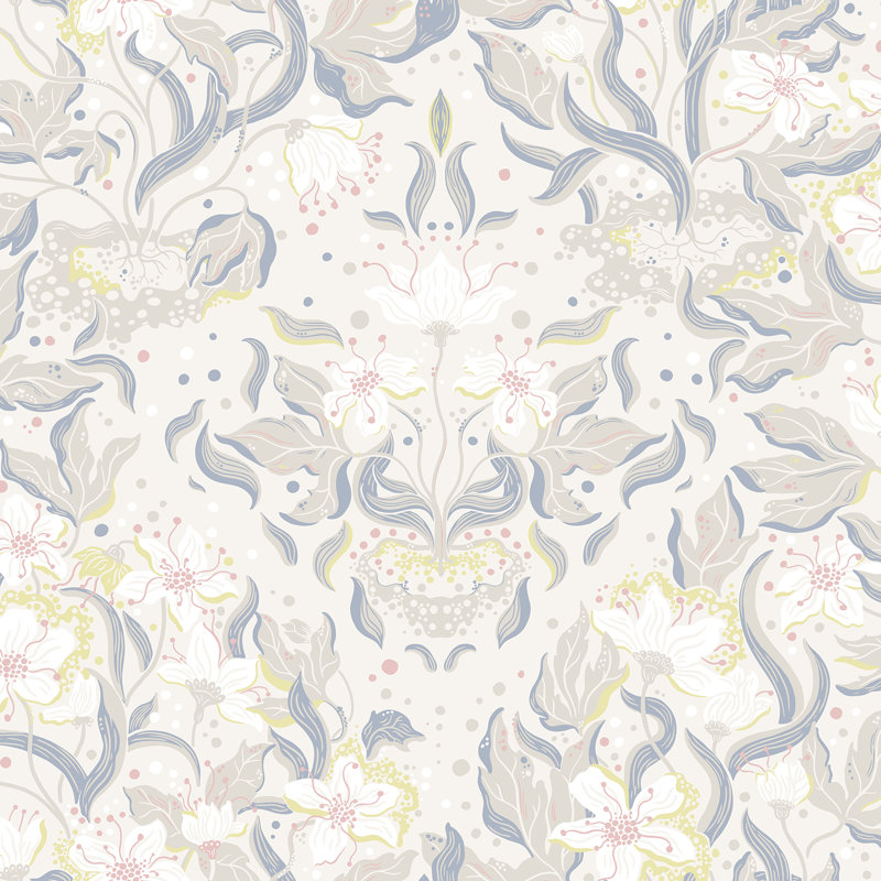 Damask Wallpaper Roll, Blue