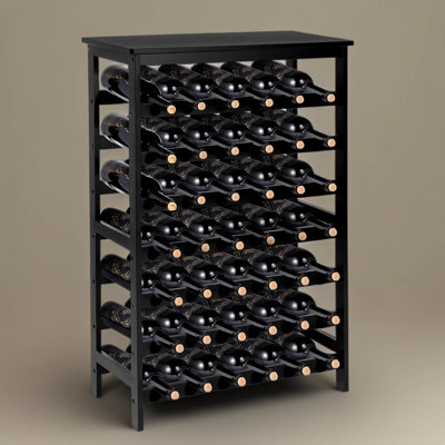 Freestanding Bamboo Wine Rack With Table Top, 7-Tier Floor Shelf Holds 42 Bottles For Secure Wine Storage And Display