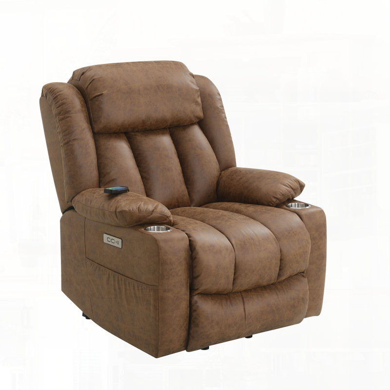 Fauteuil inclinable électrique en cuir avec fonction de chauffage et de massage
