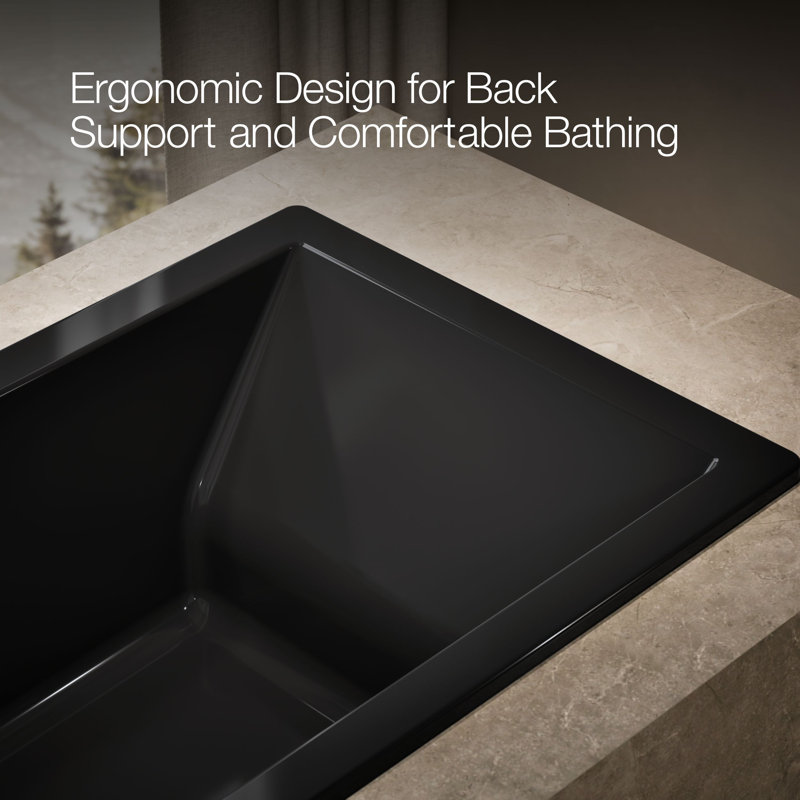 Underscore® 60" x 36" Soaking Acrylic Bathtub with Heater, Black