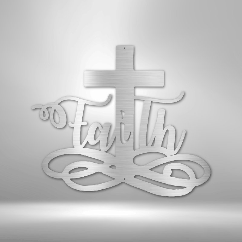 Décoration murale «Scripture Faith in Christ», Argent, H 23 po x l 23,5 po x P 0,5 po