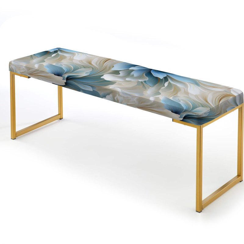 Banc rembourré or, Ethereal Blue And White Damask Dreams