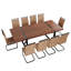 87" Wood Dining Table Set With PU Leather Upholstered Dining Chair-116617901-123060574
