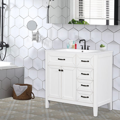 Jermey 36'' Single Bathroom Vanity with Ceramic Top