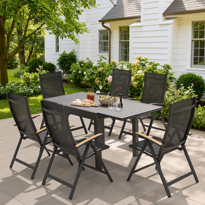 4 - 6 Person Aluminum Extendable Outdoor Dining Table , 29.53" H x 63" L x 31.5" W
