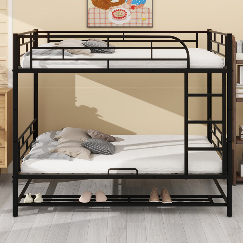 Manter Kids Metal Bunk Bed, Black, Full