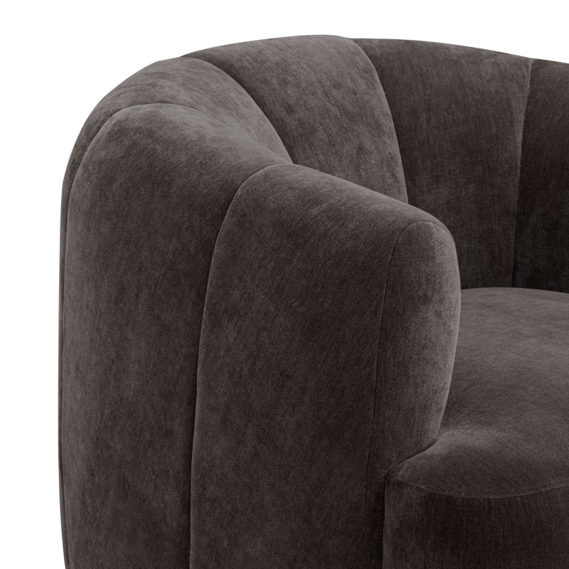 Fauteuil d'appoint pivotant en chenille recyclé gris tempête Jasmine, Chenille brun