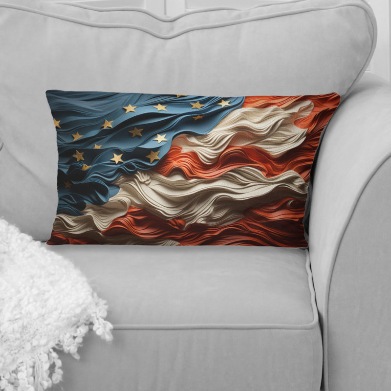 Modern USA Flag II - Flag Printed Throw Pillow