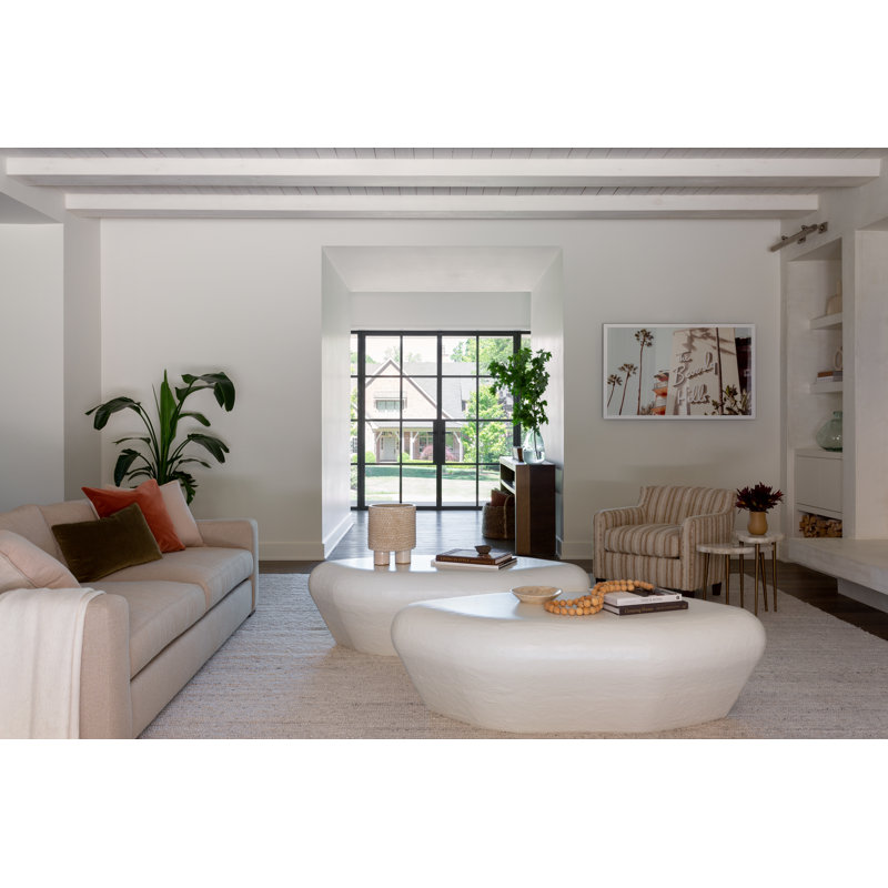White Oval Marble Transitional Coffee Table