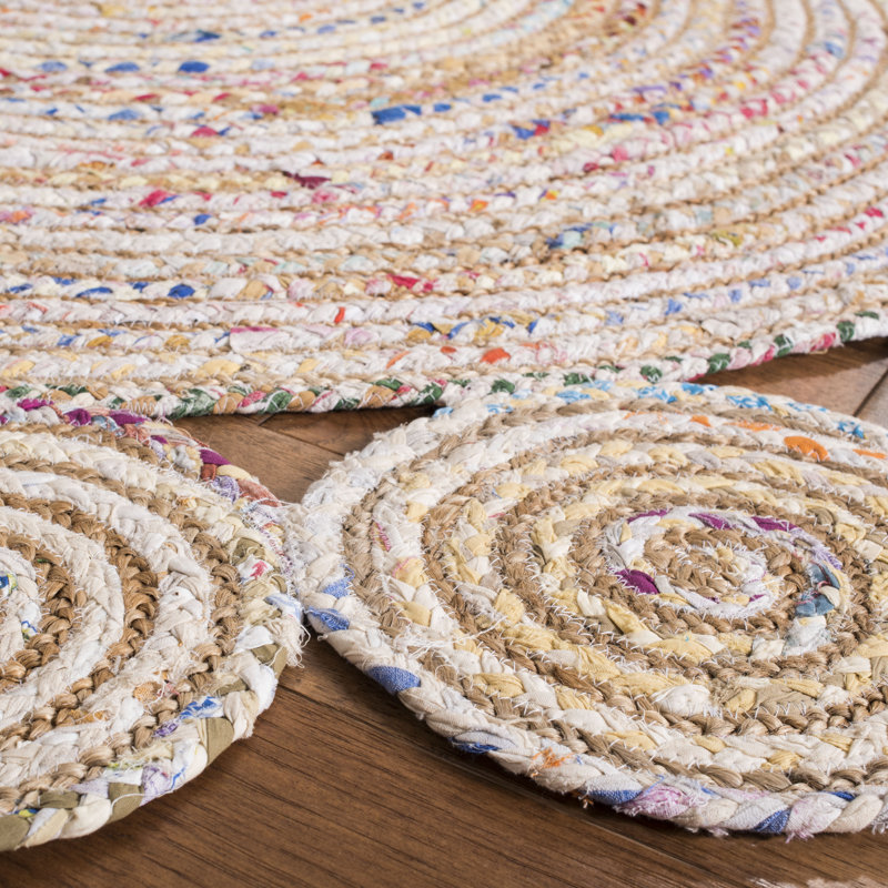 Tapis en jute de coton tissé à la main Zeitler, Rond 3 pi