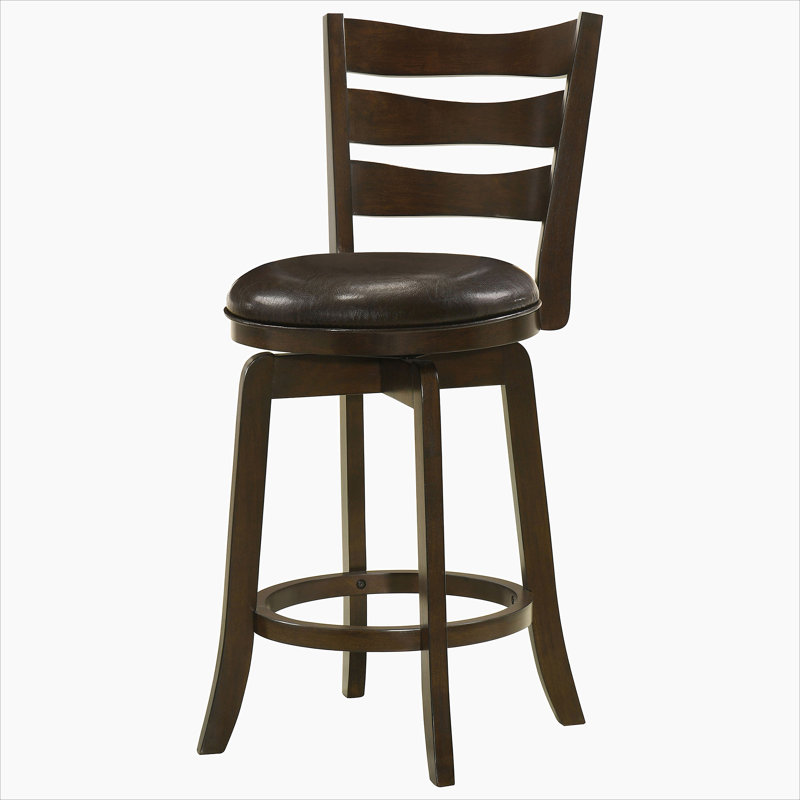 Chaise de bar pivotante à hauteur de comptoir en bois brun foncé