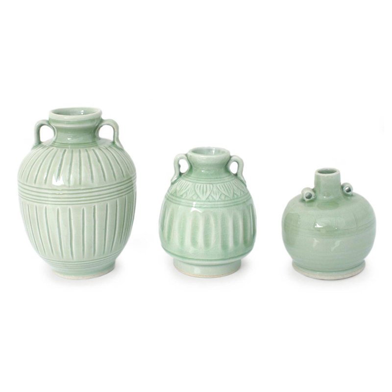 Apopka Handmade Ceramic / Porcelain Table Vase, Green