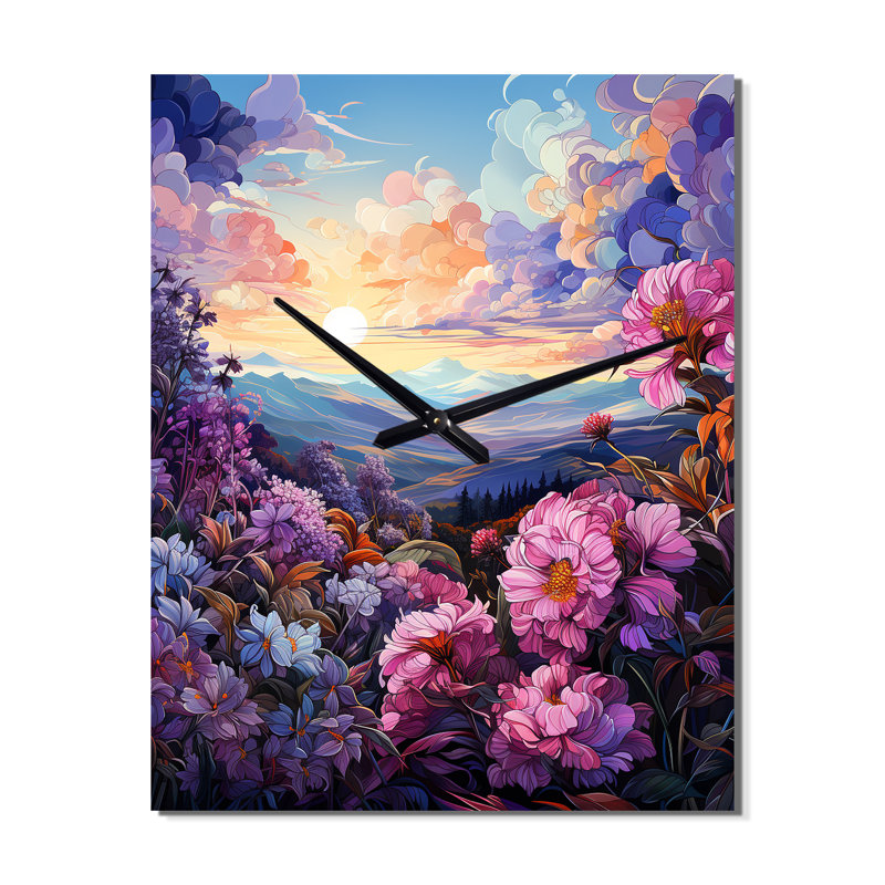 Keerthi - Horloge murale fleurs, Très grand