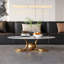 Table basse en métal doré avec piédestal en acier inoxydable et plateau en faux marbre