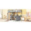 Lit mezzanine double gris avec tablettes, bureau - Utilisez l'espace au maximum en gris. Avec et pour une gestion efficace. Créez des performances fiables