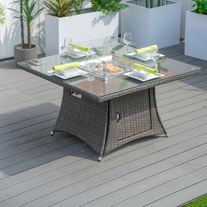 Carnelian Square Aluminum Propane Smokeless Fire Pit Table with Hidden Fuel Tank