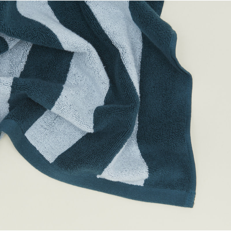 Simple Striped Terry Bath Mat, Light Gray/Dark Gray