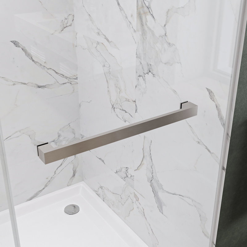 60'' W x 72'' H Brushed Nickel Frameless Sliding Shower Door