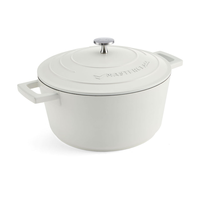 MasterClass Cast Aluminum Round Casserole, 33cm / 4L, Cream
